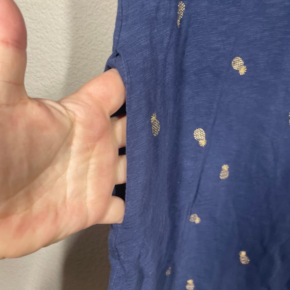 Boden 4 Leah Jersey T-Shirt Mini Dress Blue Cotton Pineapple Print Cap Sleeves - Picture 3 of 9